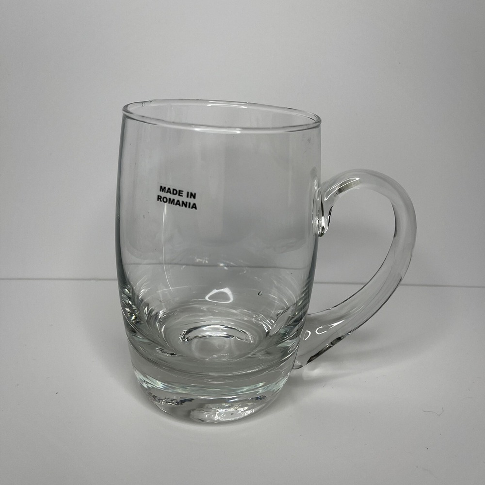 (1) Romania Beer Mug Glass Clear High Ball Art‎